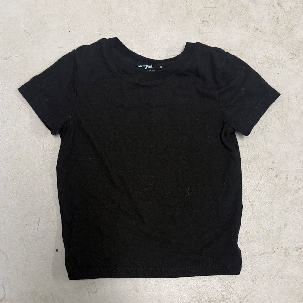 Cat & Jack Black Short Sleeve Tee 3T - Black T Shirt